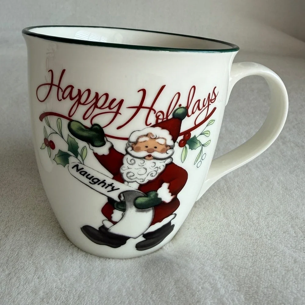 PFALTZGRAFF Winterberry Christmas Naughty & Nice Santa List‎ 20 oz Mugs Set of 2